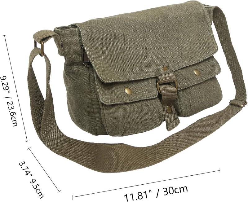 AFGWK School Vintage Canvas Messenger Bag for Men Crossbody Shoulder Bag Satchel Handbags - Image 2
